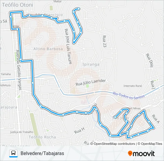 BELVEDERE/TABAJARAS Bus Line Map