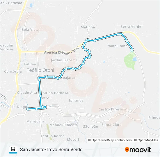 SN SÃO JACINTO-TREVO SERRA VERDE Bus Line Map