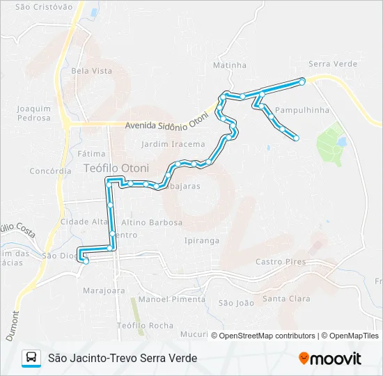 SN SÃO JACINTO-TREVO SERRA VERDE Bus Line Map