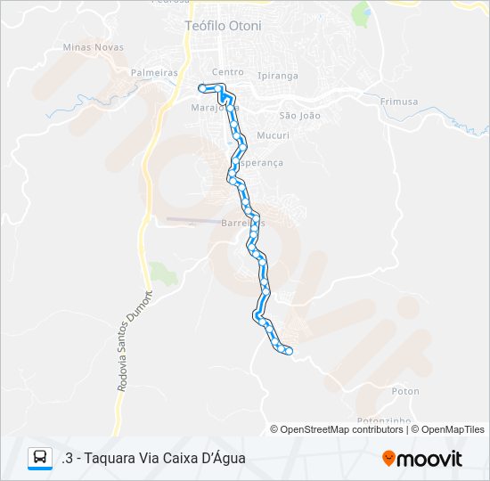 Mapa da linha 05 TAQUARA VIA CAIXA D'ÁGUA de ônibus