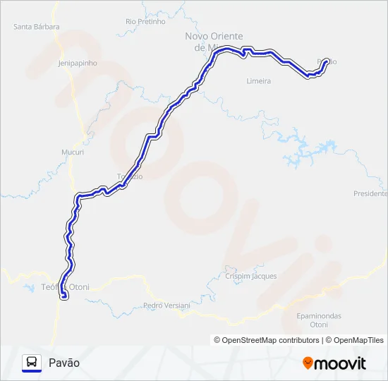 3088 TEÓFILO OTONI/PAVÃO Bus Line Map