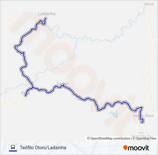 3667 TEÓFILO OTONI/LADAINHA Bus Line Map