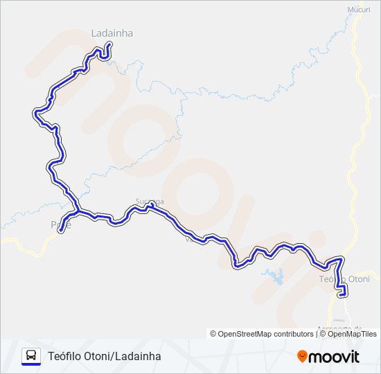 Mapa de 3667 TEÓFILO OTONI/LADAINHA de autobús