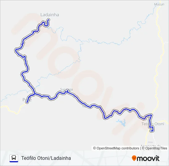 3667 TEÓFILO OTONI/LADAINHA Bus Line Map