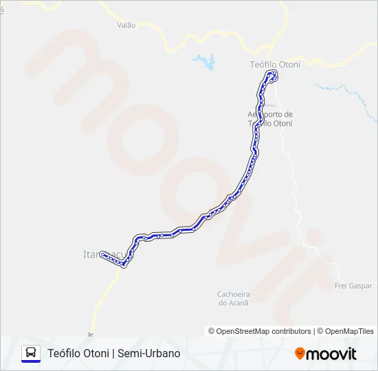 3996 TEÓFILO OTONI/ITAMBACURI Bus Line Map