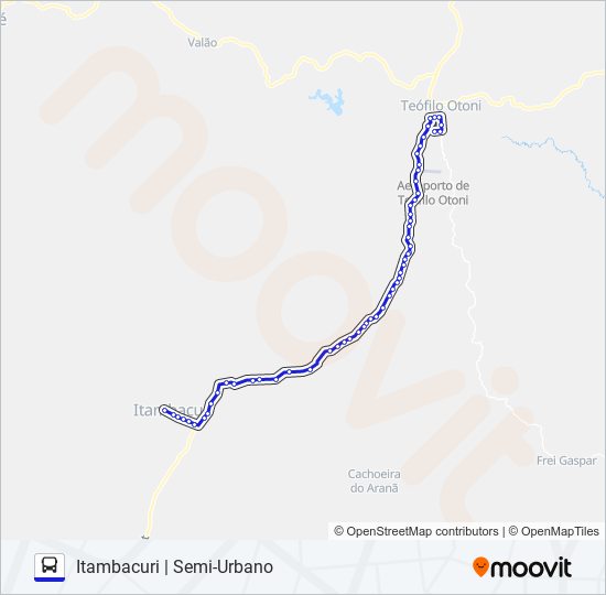 Mapa de 3996 TEÓFILO OTONI/ITAMBACURI de autobús