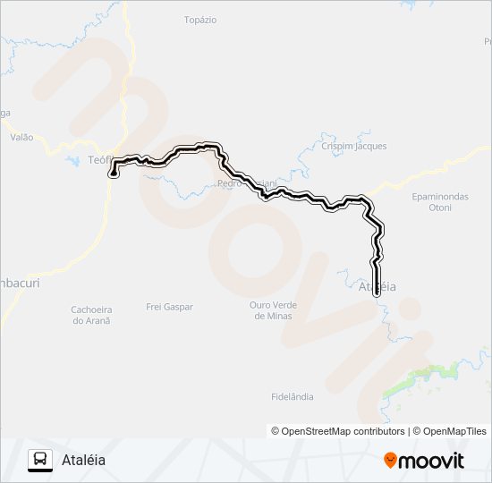 Mapa da linha 4457.1 TEÓFILO OTONI/ATALÉIA de ônibus