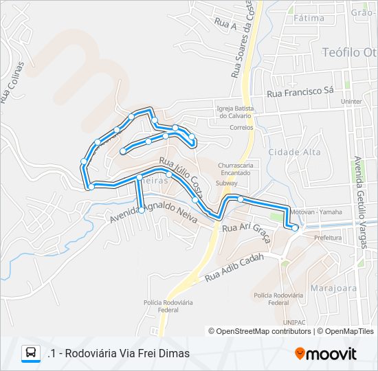 Mapa da linha 15 PALMEIRAS de ônibus