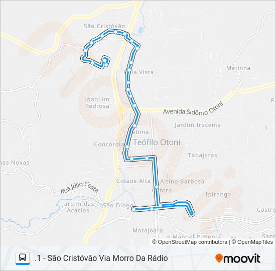 Mapa da linha 17 SÃO CRISTÓVÃO de ônibus