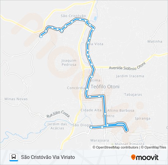 Mapa de 17 SÃO CRISTÓVÃO de autobús