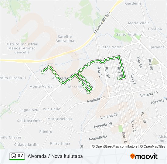 Mapa da linha 07 de ônibus