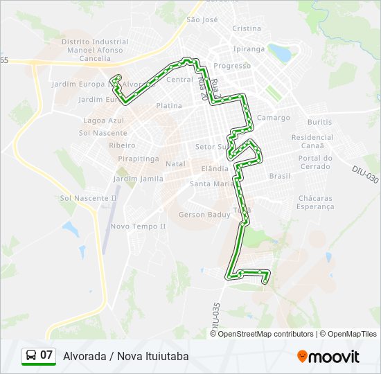 Mapa da linha 07 de ônibus