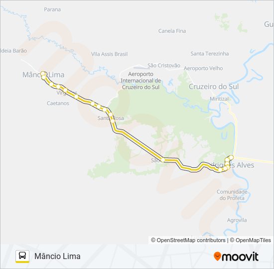 Mapa da linha 123 MÂNCIO LIMA - RODRIGUES ALVES de ônibus