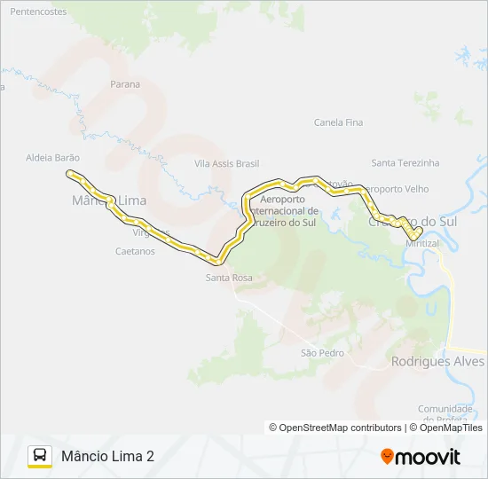 104 CRUZEIRO DO SUL - MÂNCIO LIMA 2 Bus Line Map