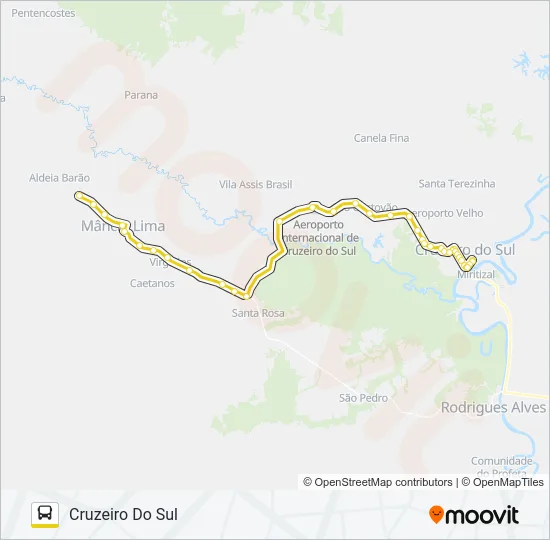 104 CRUZEIRO DO SUL - MÂNCIO LIMA 2 Bus Line Map