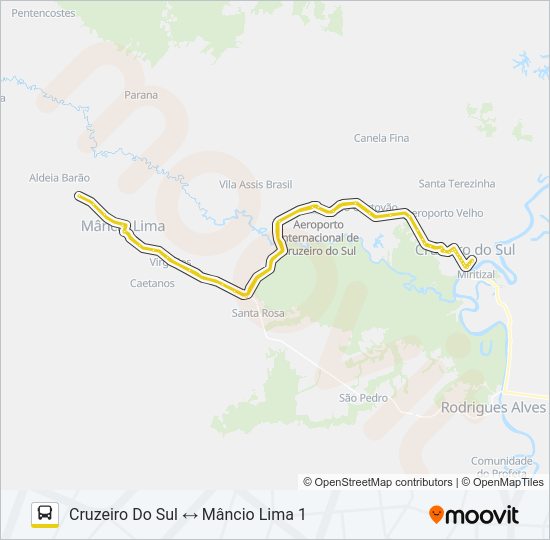 105 CRUZEIRO DO SUL - MÂNCIO LIMA 1 Bus Line Map
