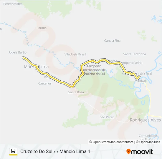 105 CRUZEIRO DO SUL - MÂNCIO LIMA 1 Bus Line Map