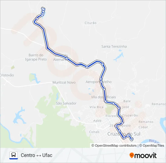 007 CENTRO - UFAC Bus Line Map
