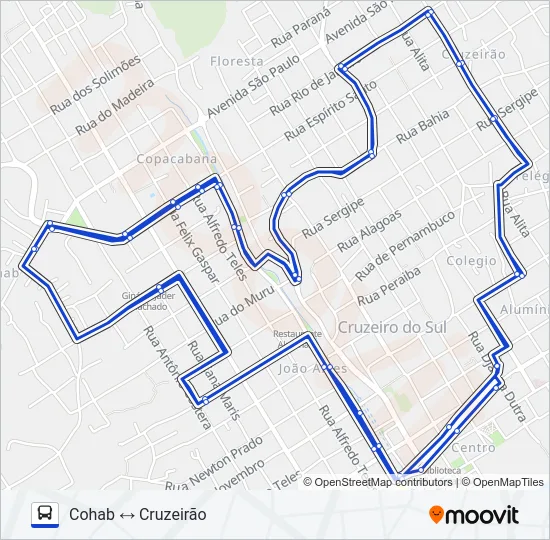 003 COHAB - CRUZEIRÃO Bus Line Map