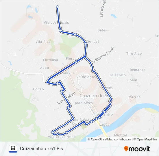 005 CRUZEIRINHO - 61 BIS Bus Line Map