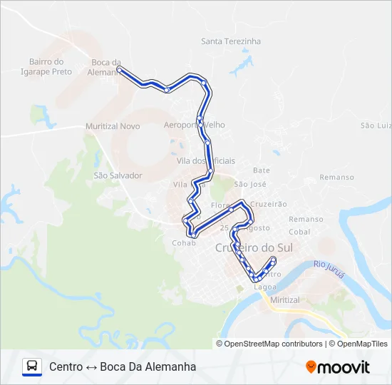 009 CENTRO - BOCA DA ALEMANHA Bus Line Map