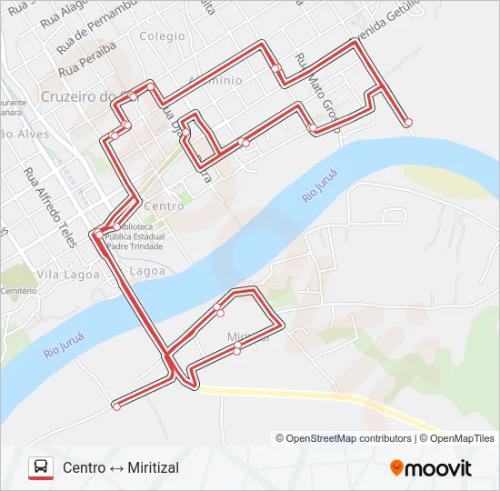 010 CENTRO - MIRITIZAL Bus Line Map