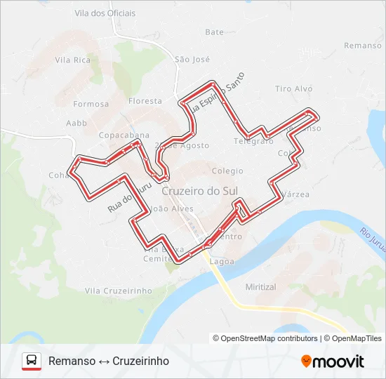002 REMANSO - CRUZEIRINHO Bus Line Map