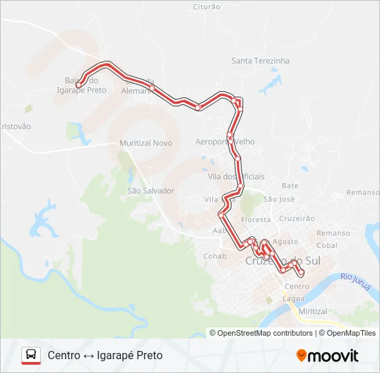 016 CENTRO - IGARAPÉ PRETO Bus Line Map