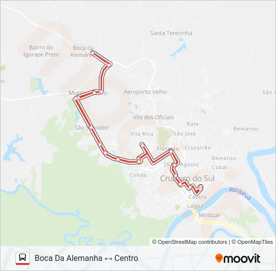 008 BOCA DA ALEMANHA - CENTRO Bus Line Map
