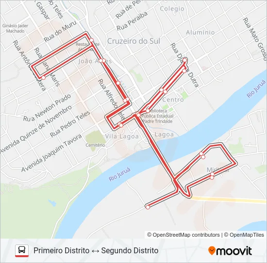 012 PRIMEIRO DISTRITO - SEGUNDO DISTRITO Bus Line Map