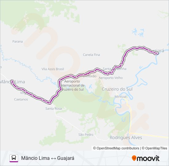 Mapa de 4748 MÂNCIO LIMA - GUAJARÁ de autobús