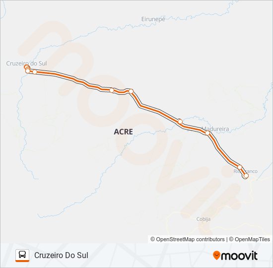 Mapa de 824 RIO BRANCO - CRUZEIRO DO SUL de autobús