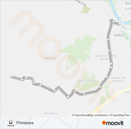 Mapa da linha 203 PRIMAVERA de ônibus
