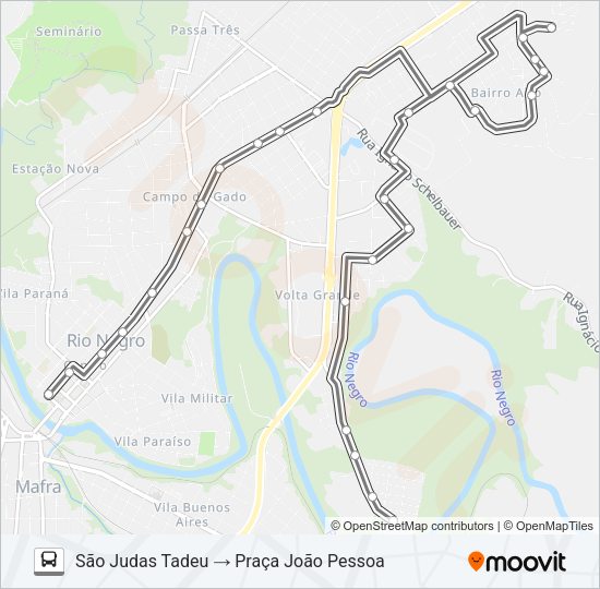 Mapa da linha 300 FRONTEIRA de ônibus