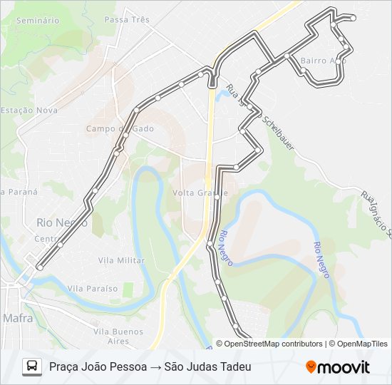 Mapa da linha 300 FRONTEIRA de ônibus
