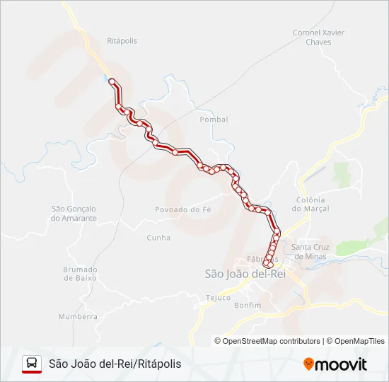 3078.1 SÃO JOÃO DEL-REI/RITÁPOLIS Bus Line Map