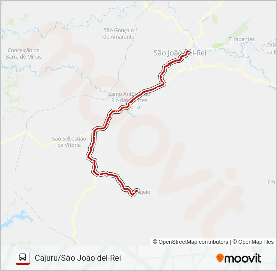 22 CAJURU/SÃO JOÃO DEL-REI Bus Line Map