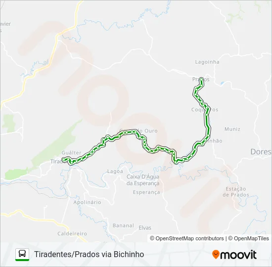 4307 TIRADENTES/PRADOS VIA BICHINHO Bus Line Map