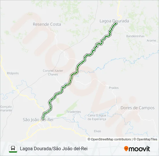 3597 LAGOA DOURADA/SÃO JOÃO DEL-REI Bus Line Map