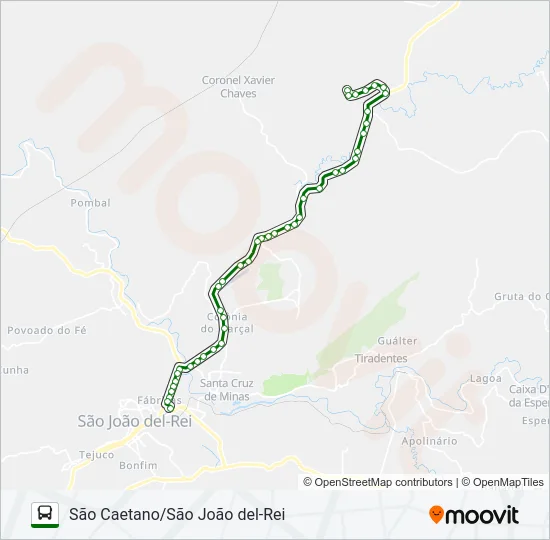 3597.2 SÃO CAETANO/SÃO JOÃO DEL-REI Bus Line Map