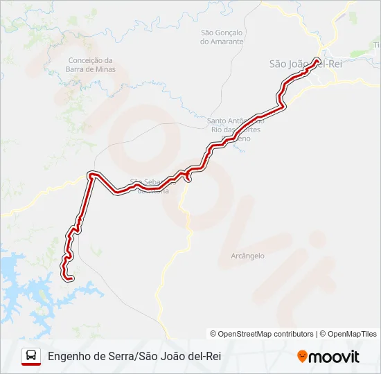 27A ENGENHO DE SERRA/SÃO JOÃO DEL-REI Bus Line Map