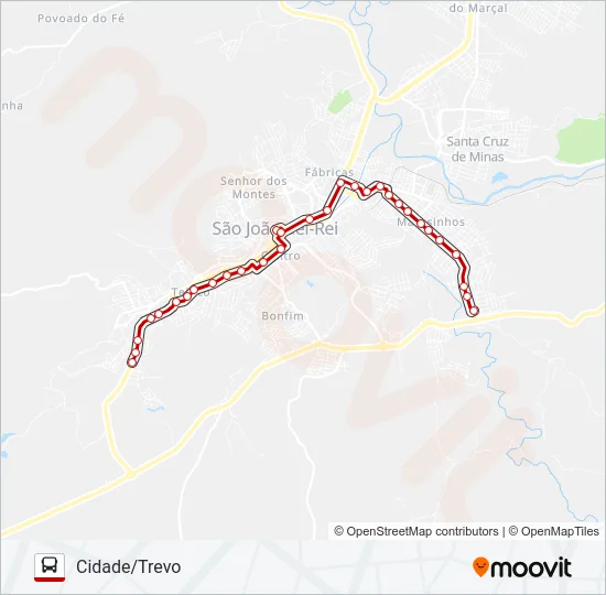 01 CIDADE/TREVO Bus Line Map
