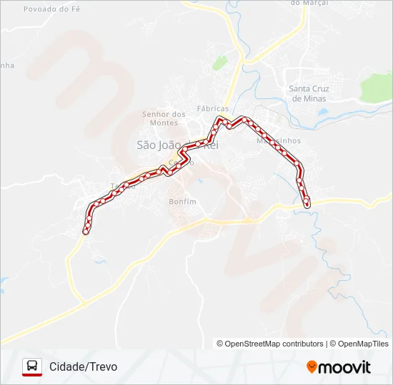 01 CIDADE/TREVO Bus Line Map