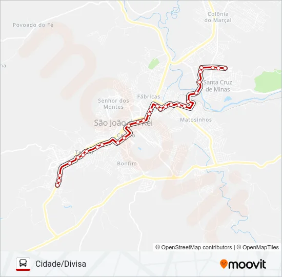 02 CIDADE/DIVISA Bus Line Map