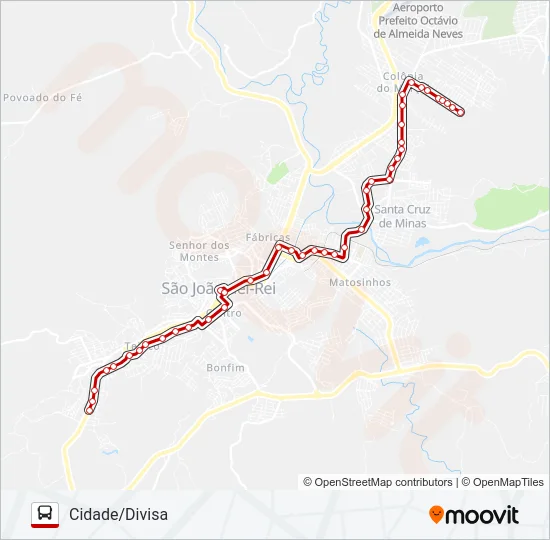 02 CIDADE/DIVISA Bus Line Map