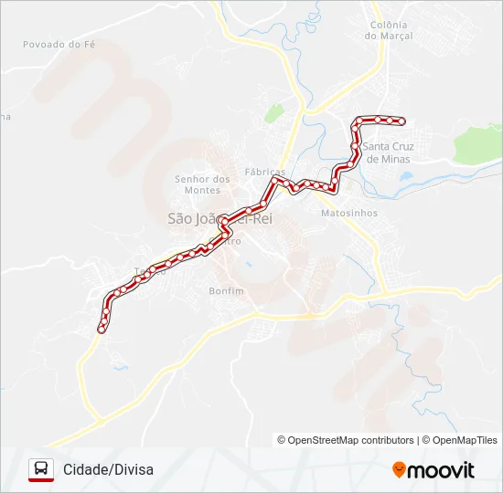02 CIDADE/DIVISA Bus Line Map