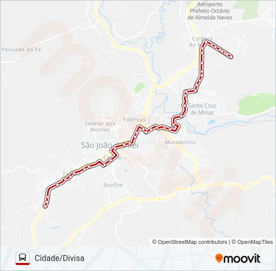 02 CIDADE/DIVISA Bus Line Map