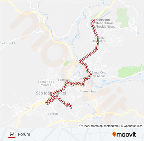 Mapa da linha 16 FÓRUM/AEROPORTO de ônibus