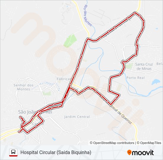 Mapa da linha 14 HOSPITAL CIRCULAR de ônibus