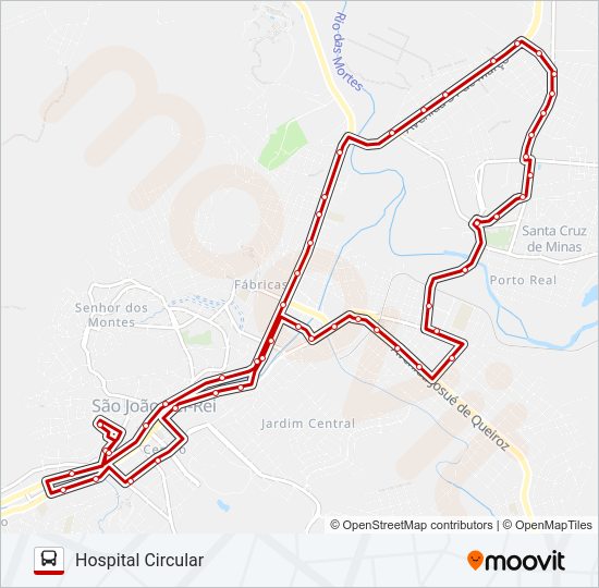 Mapa da linha 14 HOSPITAL CIRCULAR de ônibus